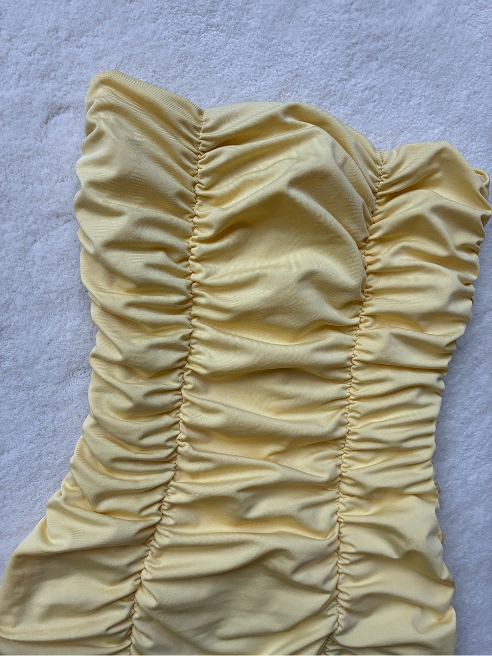 Ruched Strapless Yellow Dress